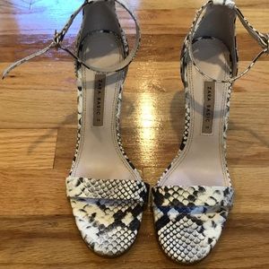 Zara leather snakeskin sandals size 7.5